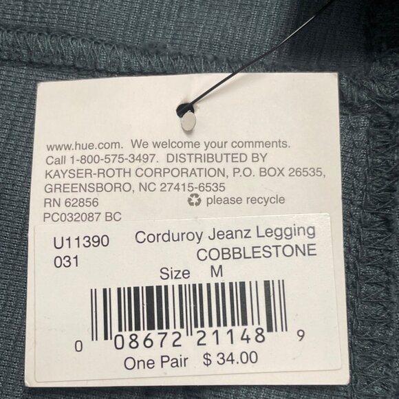 Hue Women's Grey Blue Corduroy Slim Fit Pants Size M Stretchy - New - Picture 8 of 9